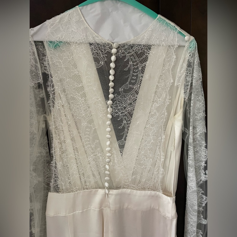 Sanyukta Shrestha Middlemist Ivory 100% Silk Wedding Bridal Jumpsuit UK10 US6 - Picture 7 of 12
